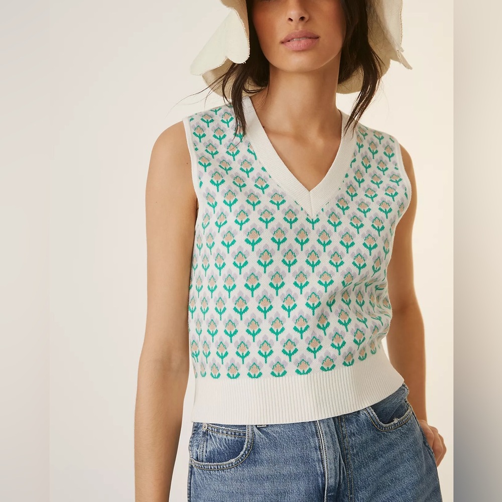 Anthropologie Maeve Jacquard Sweater Vest
